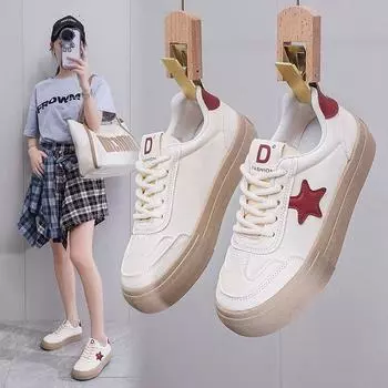 Повседневная белая обувь для женщин, осенние новые кроссовки на плоской подошве со звездами, женские модные студенческие повседневные кроссовки для женщин 35