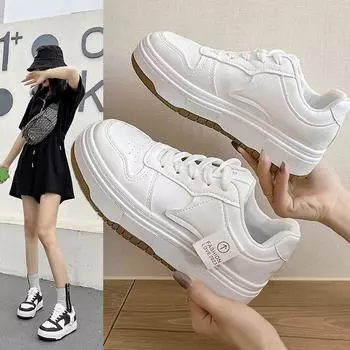 Повседневная белая обувь. Новая женская повседневная женская обувь на платформе. Универсальная спортивная повседневная обувь Borad. Ins Spring. 35 чёрный