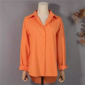 Повседневная белая женская блузка с длинным рукавом, свободные хлопковые женские рубашки на пуговицах, осень 2021, винтажные топы, женская одежда 16695 OneSize орион