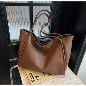 Повседневная большая сумка 2024 года, новая модная простая женская сумка, сумка через плечо, большая вместительная сумка для поездок на работу чёрный