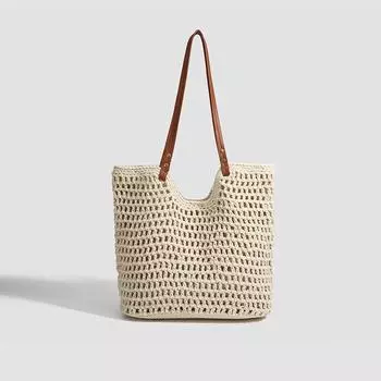 Повседневная большая сумка для пляжного отдыха, плетеная сумка-тоут, женская летняя сумка через плечо