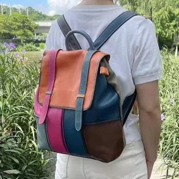 Повседневная большая сумка из коровьей кожи первого слоя, женская сумка в стиле ретро, отполированная вручную, сумка из натуральной кожи, рюкзак, рюкзак. красный