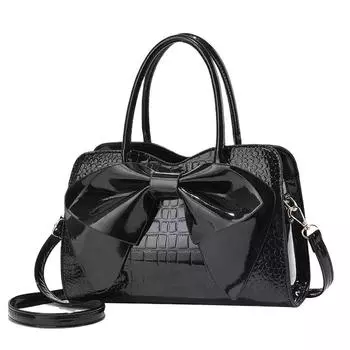 Повседневная большая сумка с бантом, модная сумка через плечо из искусственной кожи со съемным ремешком, однотонная сумка с верхней ручкой