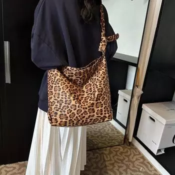Повседневная большая сумка-тоут с леопардовым принтом, женская новая ретро-повседневная сумка-мессенджер на работу и учебу
