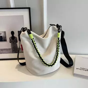 Повседневная большая вместительная холщовая сумка, новые женские универсальные сумки через плечо, мужские модные дорожные сумки-ведра