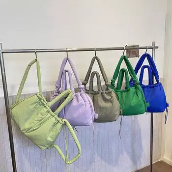 Повседневная большая вместительная стеганая сумка-тоут, дизайнерские женские сумки из нейлона с подкладкой, сумки через плечо с завязанным ремнем, рюкзак 47x14x28cm оранжевый