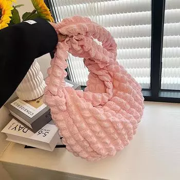 Повседневная большая вместительная сумка-тоут через плечо, дизайнерская сумка с рюшами, роскошная клетчатая стеганая сумка через плечо, женская большая сумочка 35x10x26cm белый