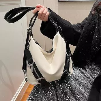 Повседневная большая вместительная сумка-тоут для женщин, роскошная брендовая эстетическая сумка через плечо, высококачественные женские сумки из искусственной кожи 25x11x21cm белый