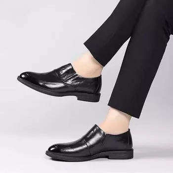 Повседневная деловая обувь для мужчин, новая весна-осень, элегантный и классический костюм, итальянский тренд 2024 года, мужская официальная обувь, черная одежда 38