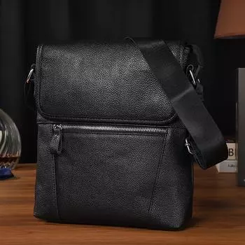 Повседневная деловая сумка через плечо из натуральной кожи, большая вместимость, модный бренд, молодежный маленький рюкзак чёрный