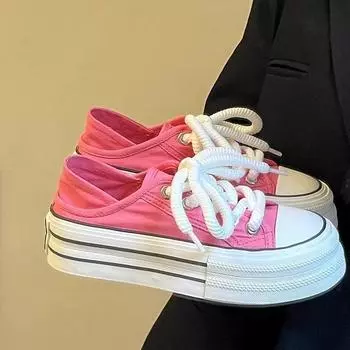 Повседневная двусторонняя парусиновая обувь на толстой подошве, женские летние дышащие универсальные повседневные кроссовки, увеличивающие рост, новые однослойные туфли 35