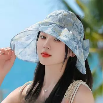 Повседневная дышащая защита от солнца Защита от ультрафиолета Солнцезащитная шляпа Солнцезащитные козырьки Складной солнцезащитный козырек Дорожные кепки Кепки с цветочным принтом Кепка с вышивкой Шляпа с бантом розовый