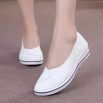 Повседневная дышащая женская одинарная белая рабочая обувь, кроссовки для больничной медсестры на плоской подошве 34 белый