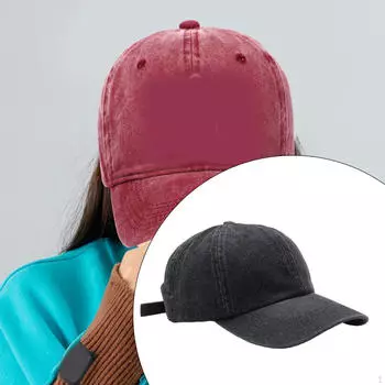 Повседневная джинсовая кепка на лето с регулируемым ремешком сзади чёрный