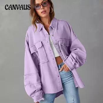 Повседневная джинсовая куртка с длинными рукавами. Женская весенне-осенняя однотонная однотонная куртка средней длины. S оранжевый