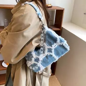 Повседневная джинсовая женская сумка через плечо с двойной молнией женские сумки на плечо из качественного холста дорожные сумки