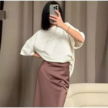 Повседневная футболка большого размера с буквенным принтом, женская свободная футболка с круглым вырезом и короткими рукавами, женская летняя уличная новая хлопковая модная футболка 2025 года S белый