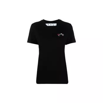 Повседневная футболка Off-White с вышивкой в виде стрелок и цветов, черные/разноцветные женские топы OWAA049R21JER0031084