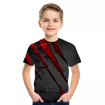 Повседневная футболка с героями мультфильмов для маленьких мальчиков, модная абстрактная футболка для девочек, летняя футболка с короткими рукавами и круглым вырезом 100