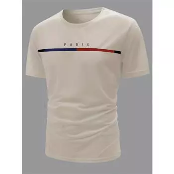 Повседневная футболка с графическим принтом Paris Alphabet — удобная эластичная ткань, прочная всесезонная мужская рубашка S