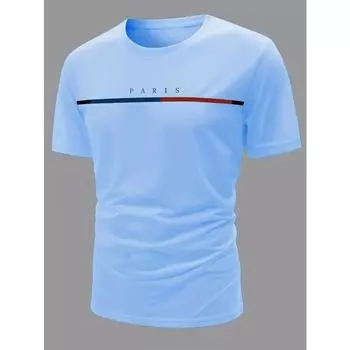 Повседневная футболка с графическим принтом Paris Alphabet — удобная эластичная ткань, прочная всесезонная мужская рубашка S
