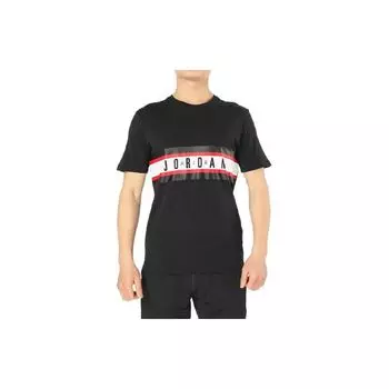 Повседневная футболка с коротким рукавом Jordan Spliced Letter Logo Print Мужские топы черные 939619-010 M