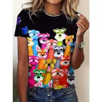 Повседневная футболка с круглым вырезом и рисунком собаки S