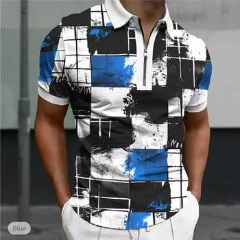 Повседневная футболка с лацканами, молодежная модная футболка с застежкой-молнией, футболка с коротким рукавом, мужская футболка с 3D-принтом в цветной коробке XS красный