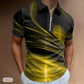 Повседневная футболка с лацканами, молодежная модная футболка с застежкой-молнией, футболка с коротким рукавом, мужская футболка с короткими рукавами и принтом 3D High End XS красный