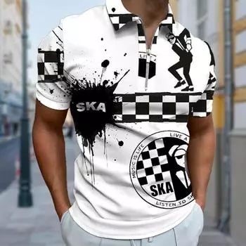 Повседневная футболка с лацканами, молодежная модная футболка с застежкой-молнией, футболка с коротким рукавом, мужская футболка с 3D-принтом для мужчин из бутика XS красный