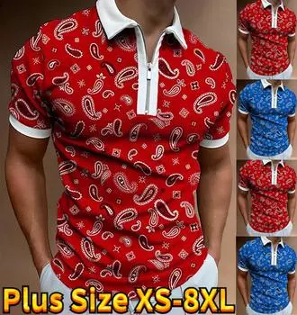 Повседневная футболка с лацканами, молодежная мужская модная футболка на молнии, футболка с коротким рукавом, мужская футболка с 3D принтом красных вен XS светло-синий