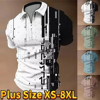 Повседневная футболка с лацканами, молодежная мужская модная футболка на молнии, футболка с коротким рукавом, мужская футболка с 3D коричневым принтом вен