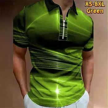 Повседневная футболка с лацканами, молодежная мужская модная футболка на молнии, футболка с коротким рукавом, мужская футболка с 3D красным световым принтом XS красный