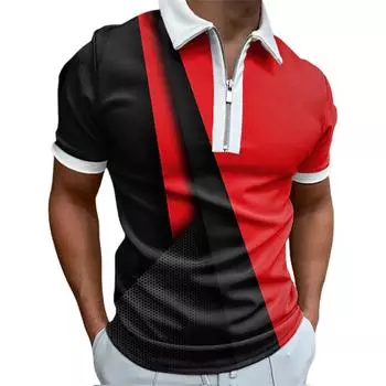 Повседневная футболка с лацканами, молодежная мужская модная футболка на молнии, футболка с коротким рукавом, мужская футболка с 3D-красивым земным принтом XS бежевый