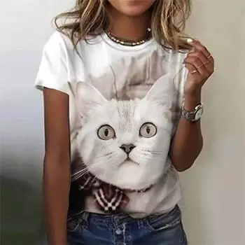 Повседневная футболка с принтом Cartonn, одежда с круглым вырезом, женские топы, свободные футболки с коротким рукавом, летняя свободная мужская уличная одежда для мужчин S белый