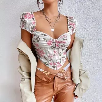 Повседневная футболка с V-образным вырезом и кружевом, базовый сетчатый укороченный топ с короткими рукавами, женская футболка с вышитыми цветами, майка с открытой спиной, облегающий женский укороченный топ, футболкаF XS белый