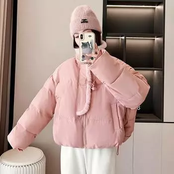 Повседневная хлопчатобумажная одежда с пряжкой из рога для женщин, зимняя, новые свободные утолщенные хлопчатобумажные куртки, короткие, замедляющие старение куртки в иностранном стиле S recommends 80-50kg