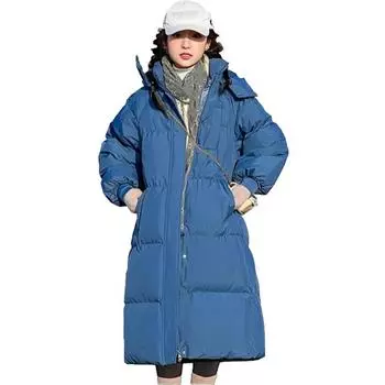 Повседневная хлопковая куртка с капюшоном. Свободная длинная хлопковая куртка длиной до колена. Утолщенное хлопковое пальто. XXXL белый