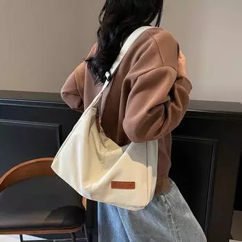 Повседневная холщовая сумка, модная большая сумка-тоут, простая сумка через плечо на одно плечо для поездок на работу чёрный