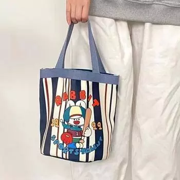 Повседневная холщовая сумка-ведро Tote женские сумки с рисунком из мультфильма сумка для обеда сумка-шоппер школьная сумка