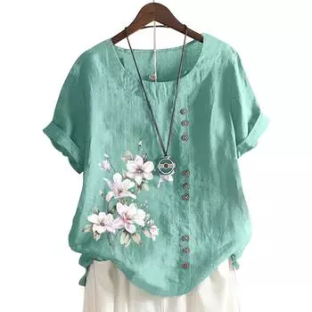 Повседневная и классная женская хлопковая футболка с 11 модными вариантами принтов S темно-синий