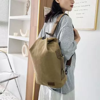 Повседневная и легкая холщовая нагрудная сумка для мужчин, мужская и женская простая и универсальная сумка-мессенджер, вместительный холщовый многоцелевой рюкзак чёрный