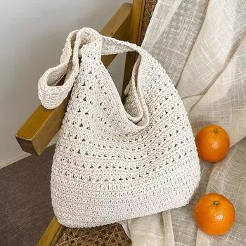 Повседневная и непринужденная художественная плетеная сумка-тоут большой вместимости, легкая пляжная сумка на одно плечо для женщин хаки