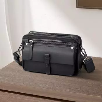 Повседневная и нишевая мужская сумка через плечо из натуральной кожи, модная мужская сумка на одно плечо из натуральной кожи для поездок на работу чёрный