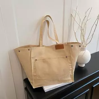 Повседневная и простая сумка-тоут для поездок на работу, универсальная сумка-тоут на одно плечо для студентов чёрный