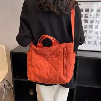 Повседневная клетчатая сумка через плечо, большая вместимость, пуховая сумка, темперамент, сумка через плечо, женская зелёный