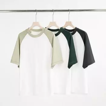 Повседневная контрастного цвета с круглым вырезом G, плотный хлопок, мужская летняя свободная верхняя одежда с короткими рукавами реглан, мужская футболка XS