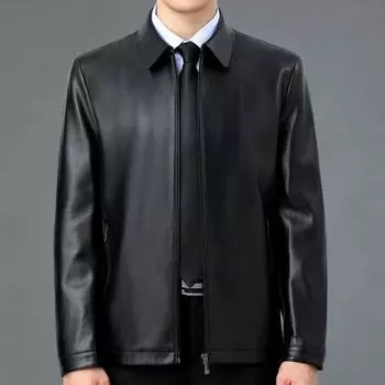 Повседневная кожаная куртка для мужчин, натуральная кожа верхний слой овчина лацкан короткая новая мужская кожаная куртка осенне-зимнее пальто 170