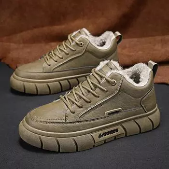 Повседневная кожаная обувь для мужчин, мужские рабочие ботинки, бархат, сохраняющие тепло на открытом воздухе, для ходьбы по снегу, износостойкая высококачественная мужская обувь 39 чёрный