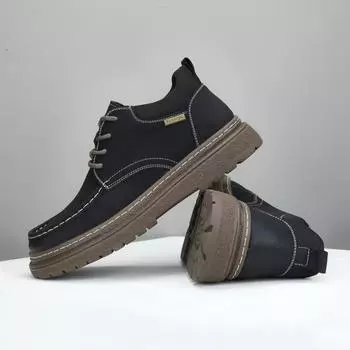 Повседневная кожаная обувь Мужская британская кожаная обувь Мужская натуральная кожа Нескользящая, износостойкая и дышащая толстая подошва Маленькая кожаная обувь 39 светло-коричневого